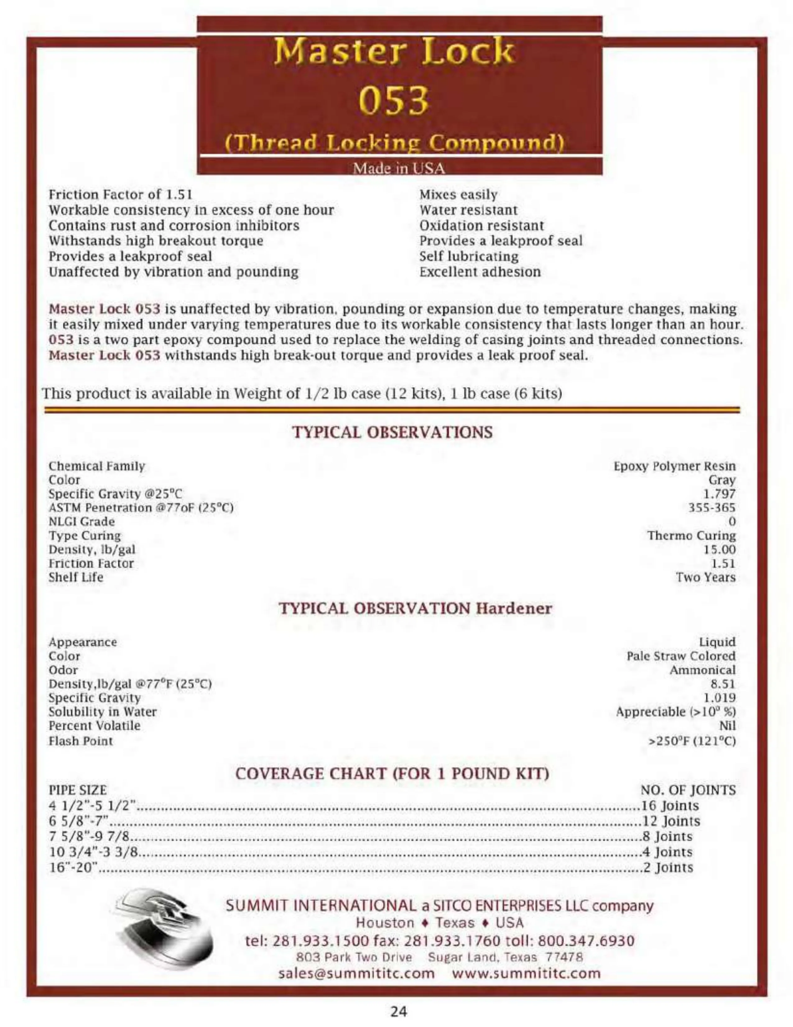 Master Lock 053 catalog spec sheet