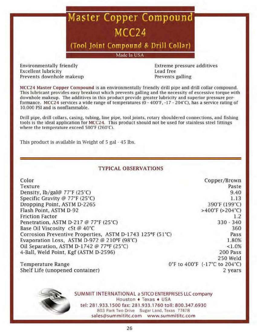 Master Copper Compound MCC24 catalog spec sheet