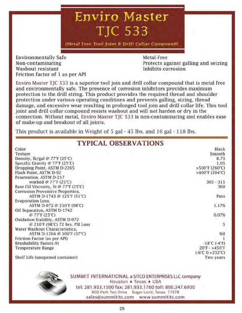 Enviro Master TJC 533 catalog spec sheet