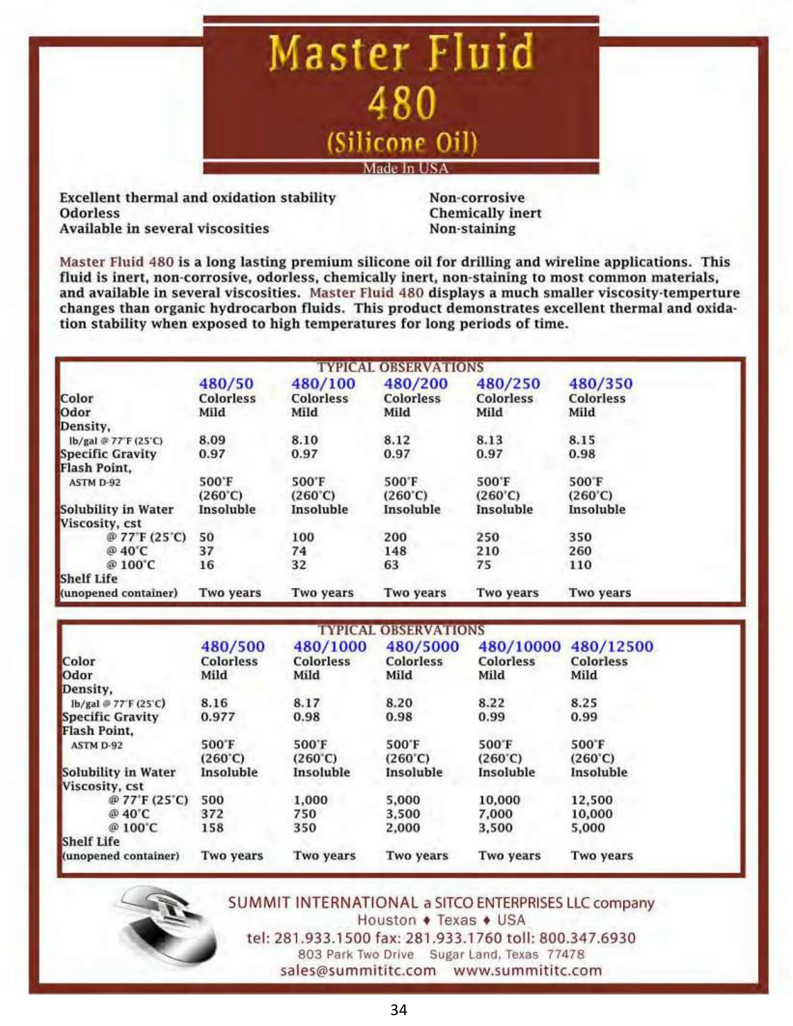 Master Fluid 480 catalog spec sheet
