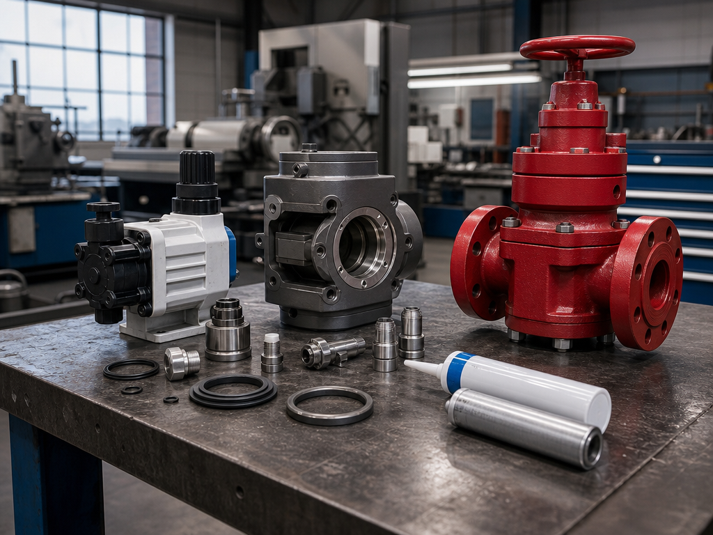 Manufactured oilfield components in a workshop