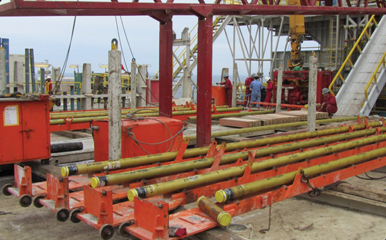 Coring tools and equipment on an oil rig platform