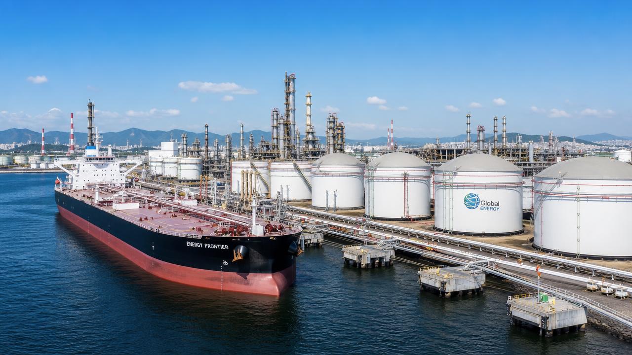 Oil refinery and storage tanks